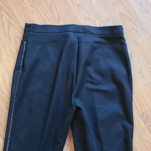 AKRIS PUNTO FRANCA PANTS SLIM ANKLE STRETCH SEAMED CROCHET TUXEDO STRIPE sz 4 - Picture 5 of 8